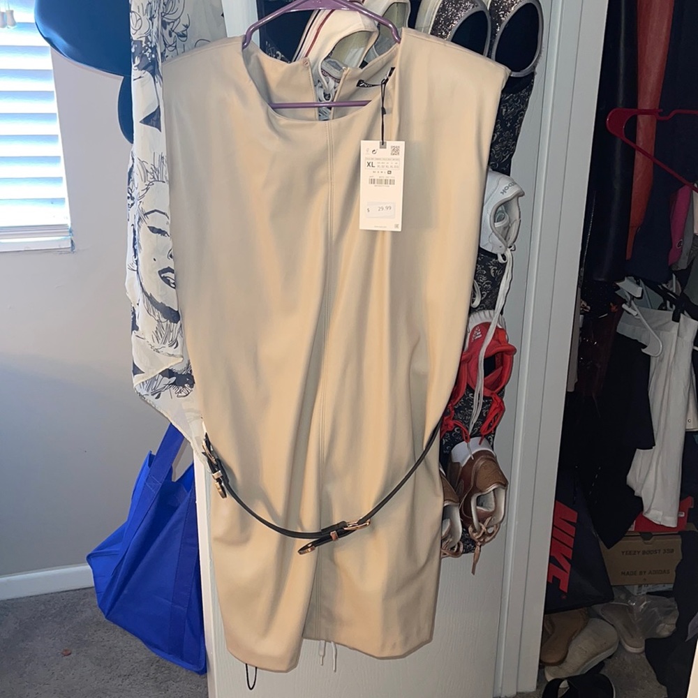 Zara Khaki Faux Leather dress